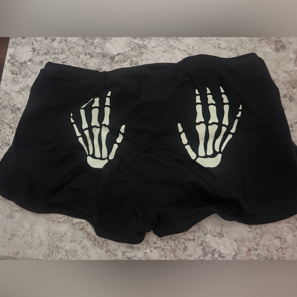 VS PINK Cotton Dorm Boyshort Panty Skeleton Hands Glow in the Dark NWT Large